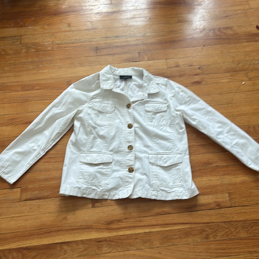 Talbots 100% Cotton White Blazer Jacket